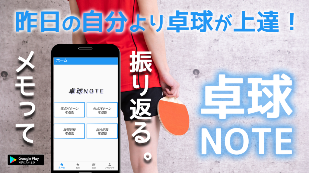 昨日の自分より卓球が上達!